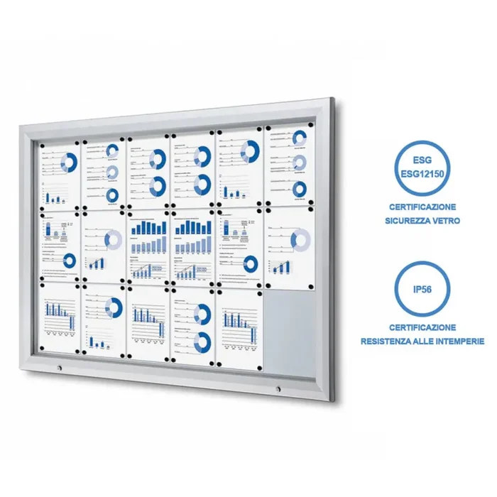 Bacheca da Esterno con Apertura a Ribalta 146,5×106,7×4,7 cm in Alluminio Grigio Chiaro
