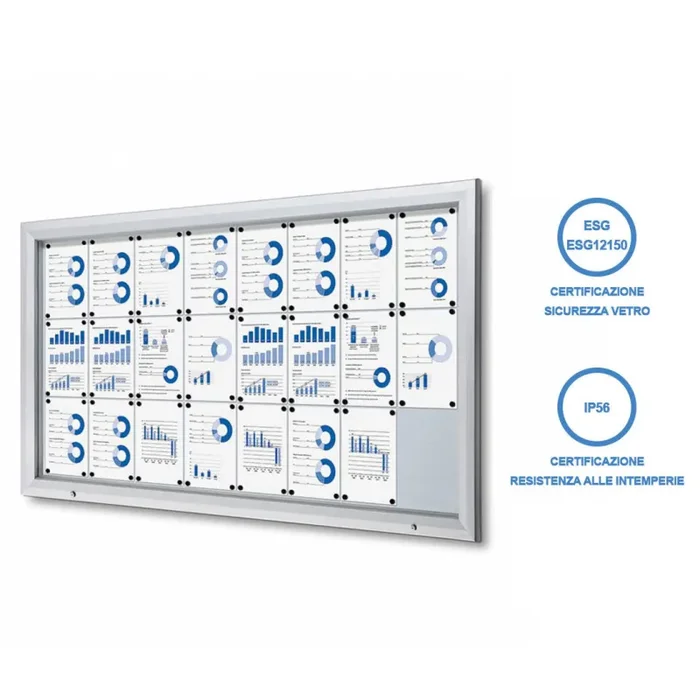 Bacheca da Esterno con Apertura a Ribalta 190,5×106,7×4,7 cm in Alluminio Grigio Chiaro
