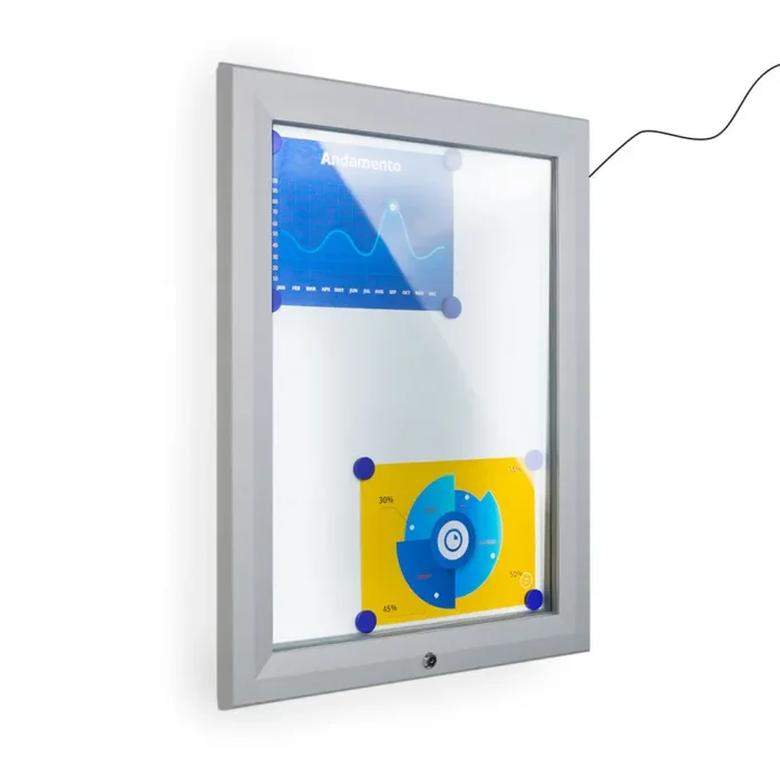 Bacheca da Esterno con Apertura a Ribalta 58,5x76x4,7 cm in Alluminio con Led Silver Online