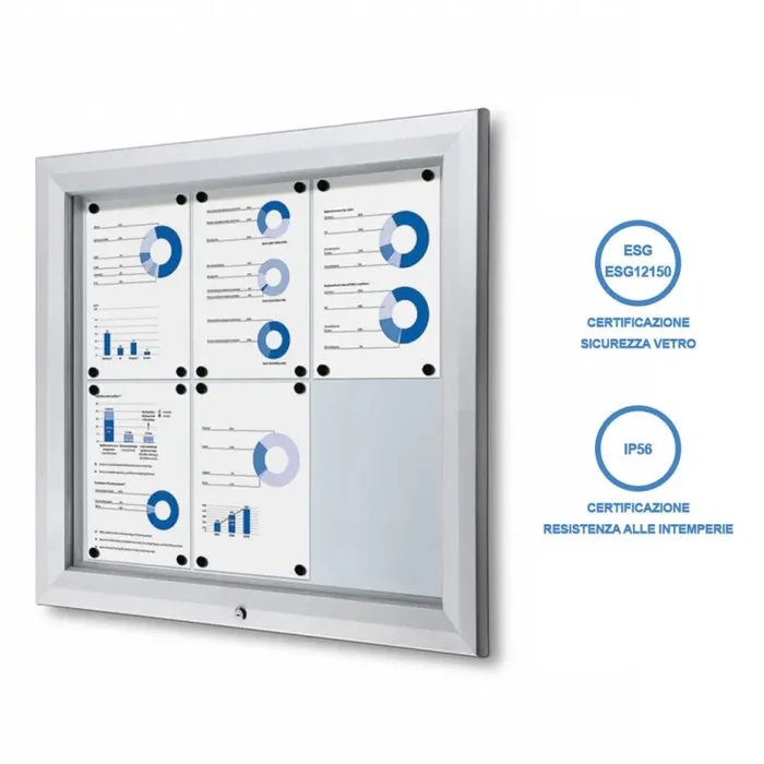 Bacheca da Esterno con Apertura a Ribalta 80,5x76x4,7 cm in Alluminio Grigio Chiaro - immagine 3