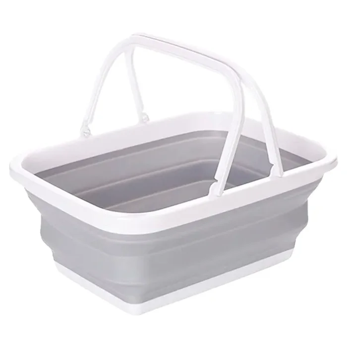 Bacinella Contenitore Salvaspazio 9 Litri Pieghevole Multiuso con Manici Grigio