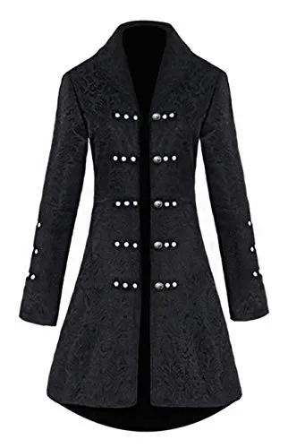 BAIHUODRESS Donne Steampunk Cappotti Moda Colore Solido Maniche S, Nero