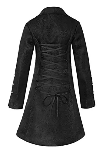 BAIHUODRESS Donne Steampunk Cappotti Moda Colore Solido Maniche S, Nero - immagine 2