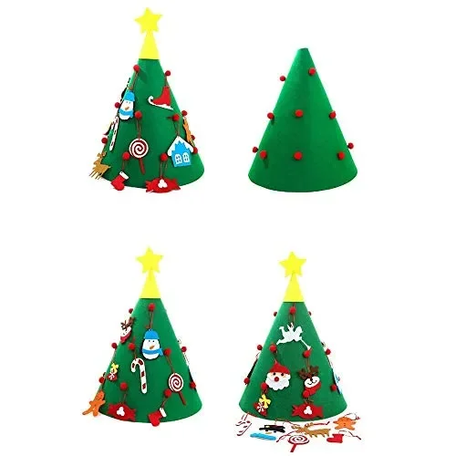 BAKAJI Albero di Natale per Bambini in Feltro con 15 Addobbi Natalizi + Stella Cometa Applicabili Dimensione 70 x 50 cm Colore Verde Decorazioni Natalizie Giocattolo Bimbi Cameretta - immagine 3