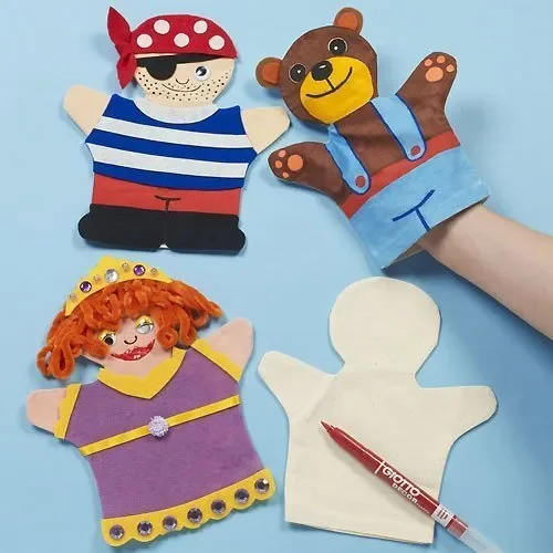 Baker Ross Marionette da Mano in Tessuto per Bambini Creare, Decorare e…