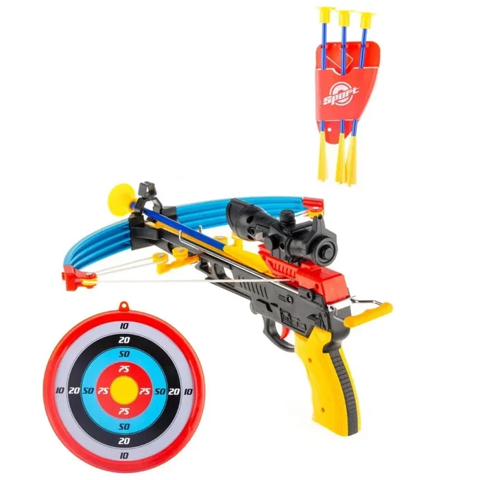 Balestra Arco Giocattolo per Bambini con 4 Frecce Bersaglio e Porta Frecce - immagine 3