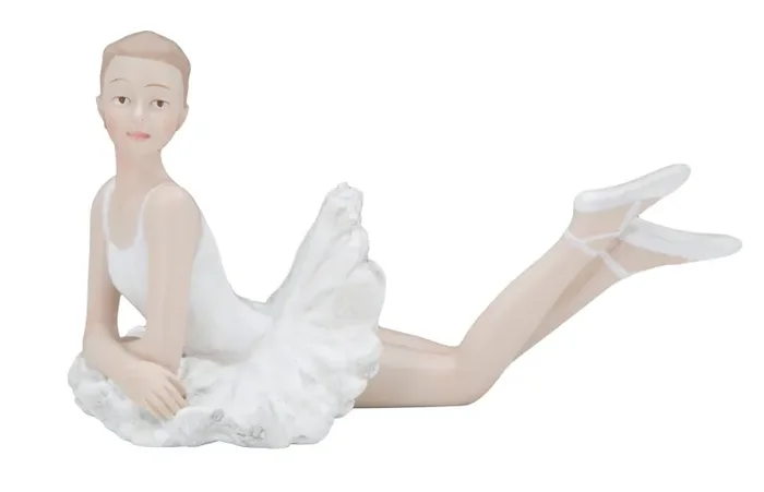 Ballerina Dicy Sdraiata 12×7,5×11 cm in Resina Bianco