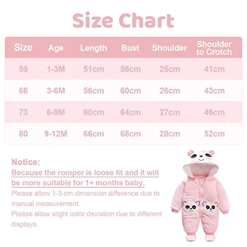 Bambino Ragazze Pagliaccetto con Cappuccio Scarpe Tute da neve Jumpsuit Inverno Caldo Tutine Set, Panda 0-3 Mesi - immagine 3