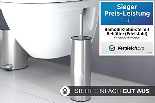 Bamodi scopino per WC con Porta – Scopettino Bagno in Acciaio Grigio - immagine 2