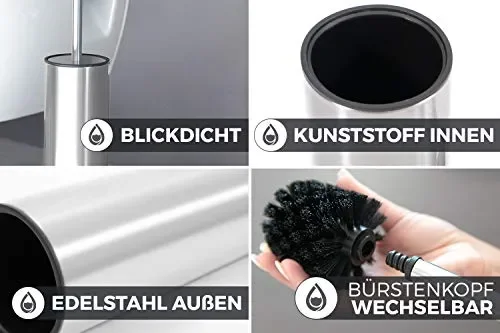 Bamodi scopino per WC con Porta – Scopettino Bagno in Acciaio Grigio - immagine 3