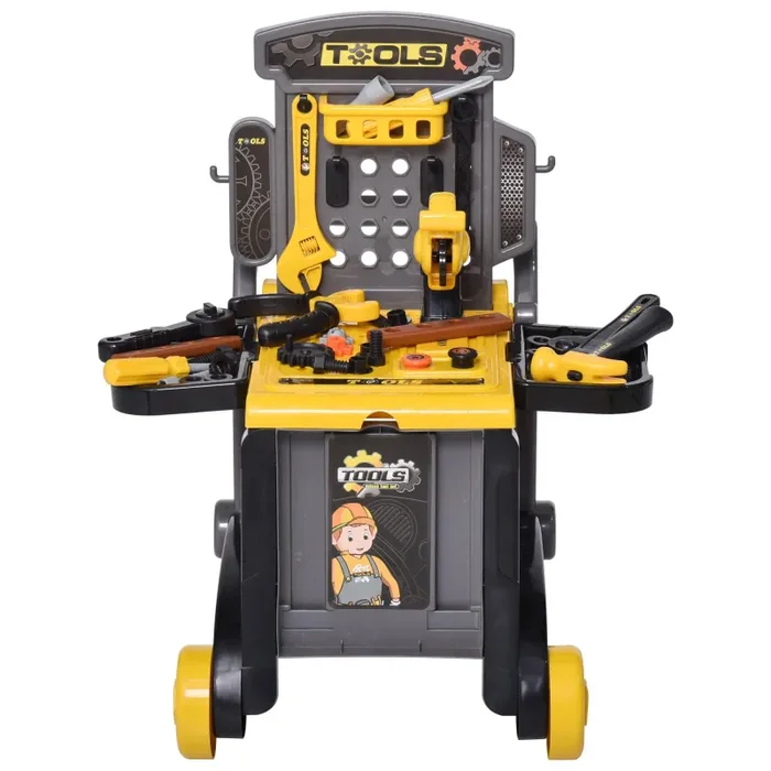 Banco da Lavoro con 60 Attrezzi per Bambini Giallo e Nero