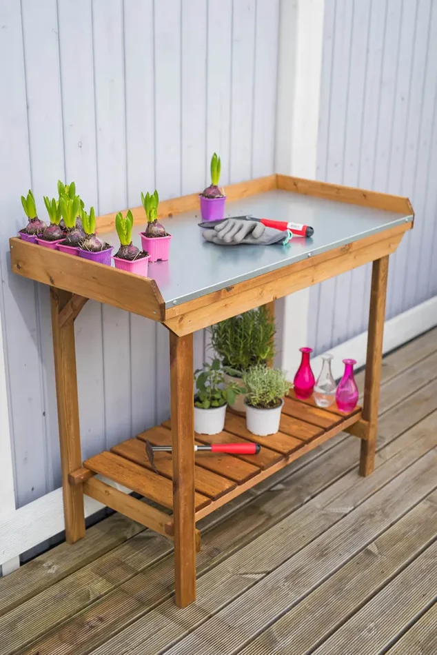 Banco da Lavoro per Giardinaggio 108x52x92 cm in Legno - immagine 2