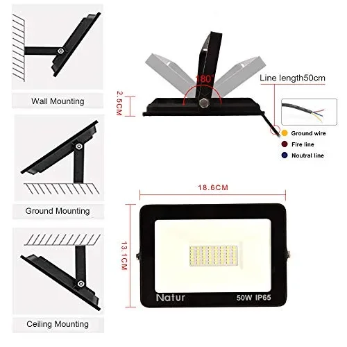 Bapro Faretto LED da Esterno 50W, Fari di sicurezza,Lampada Luce Bianca - immagine 2