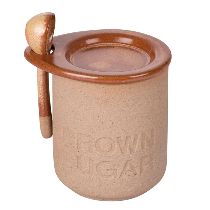 Barattolino Zucchero di Canne con Cucchiaino Ø8×11 cm 400 ml in Ceramica VdE Tivoli 1996 Sconti