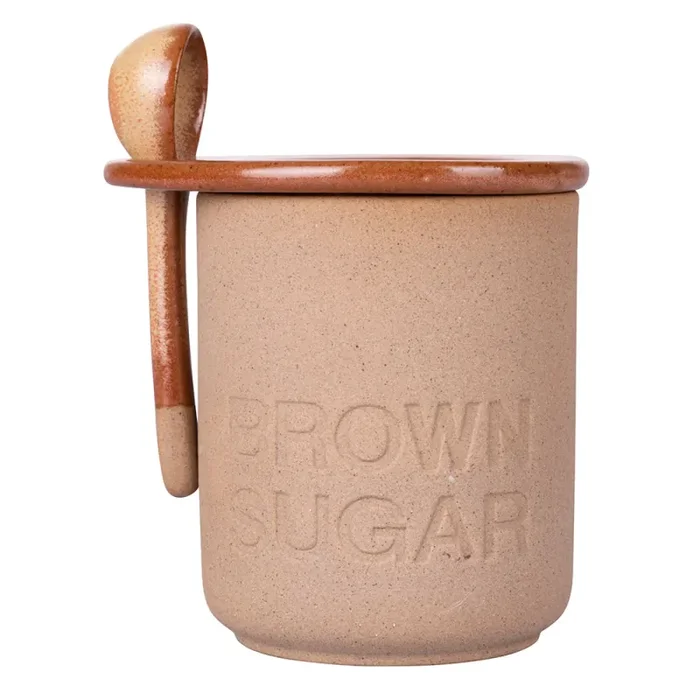 Barattolino Zucchero di Canne con Cucchiaino Ø8×11 cm 400 ml in Ceramica VdE Tivoli 1996 Sconti - immagine 2