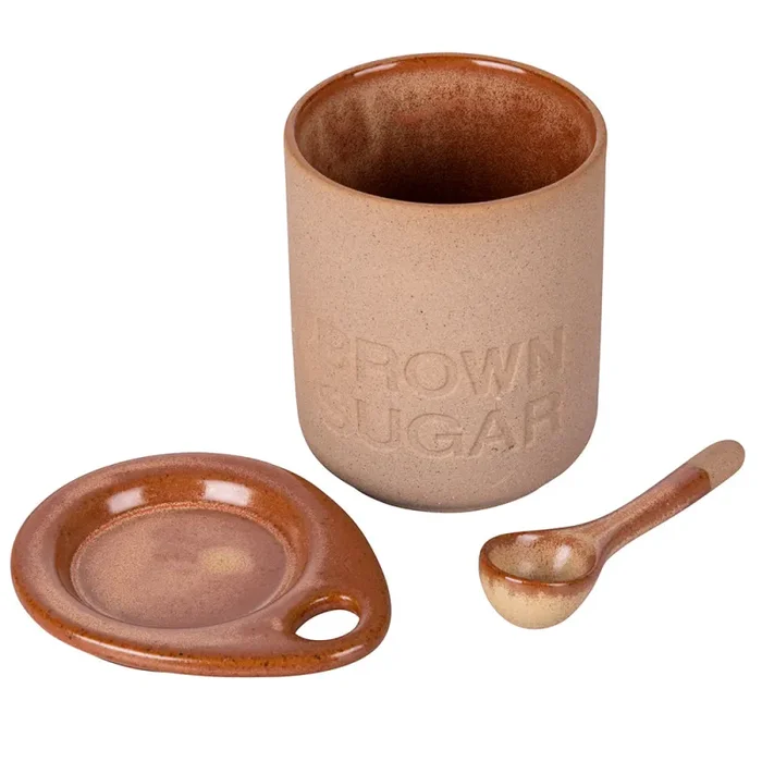 Barattolino Zucchero di Canne con Cucchiaino Ø8×11 cm 400 ml in Ceramica VdE Tivoli 1996 Sconti - immagine 3