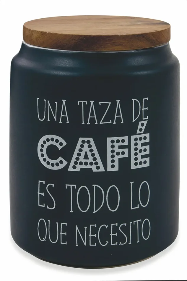 Barattolo Caffè con Scritta Ø10,5×15 cm in Gres con Coperchio in Bambù VdE Tivoli 1996