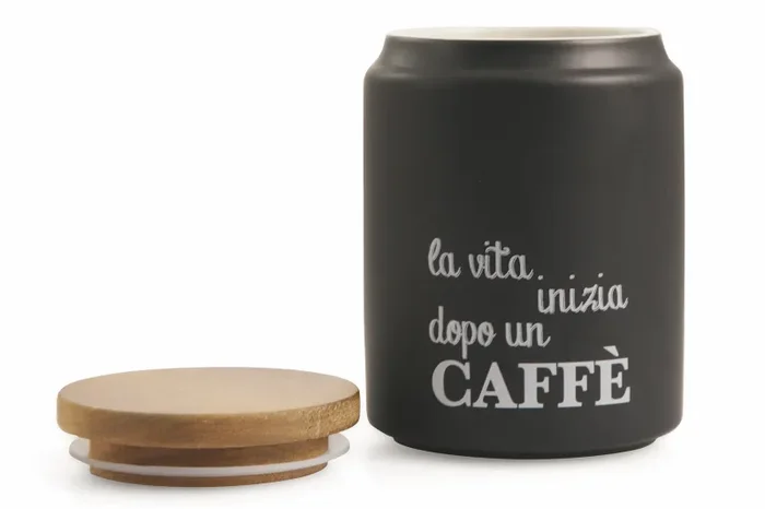 Barattolo Caffè con Scritta Ø11×15 cm in Gres con Coperchio in Bambù VdE Tivoli 1996 - immagine 2