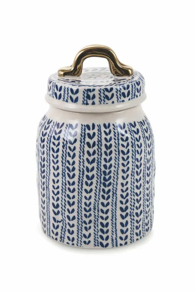 Barattolo Ø11×19 cm in Gres VdE Tivoli 1996 Blu e Bianco