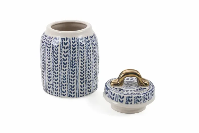 Barattolo Ø11×19 cm in Gres VdE Tivoli 1996 Blu e Bianco - immagine 2