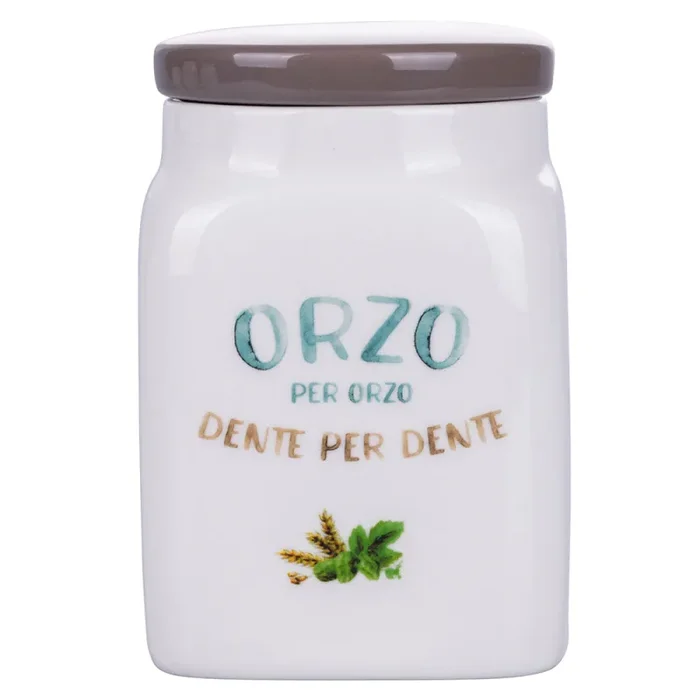 Barattolo Orzo 9,5×9,5×14,5 cm in New Bone China VdE Tivoli 1996 Le Travisate Bianco