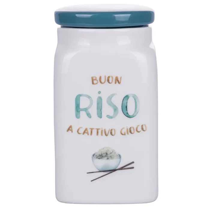 Barattolo Riso 9,5×9,5×18 cm in New Bone China VdE Tivoli 1996 Le Travisate Bianco