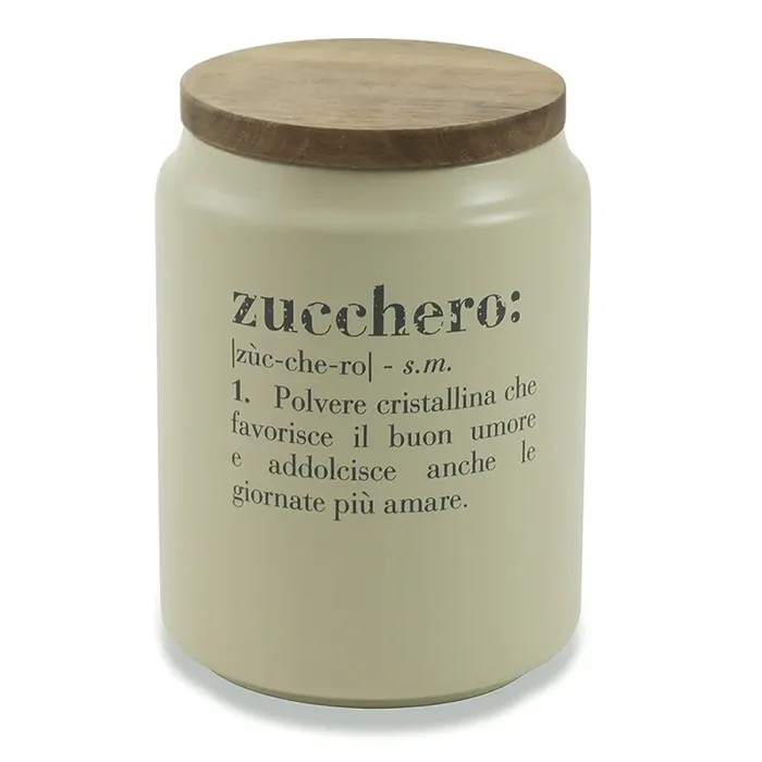 Barattolo Zucchero con coperchio bamboo 800 ml in Gres VdE Tivoli 1996 Crema