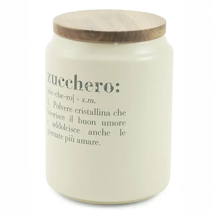 Barattolo Zucchero con coperchio bamboo 800 ml in Gres VdE Tivoli 1996 Crema - immagine 3