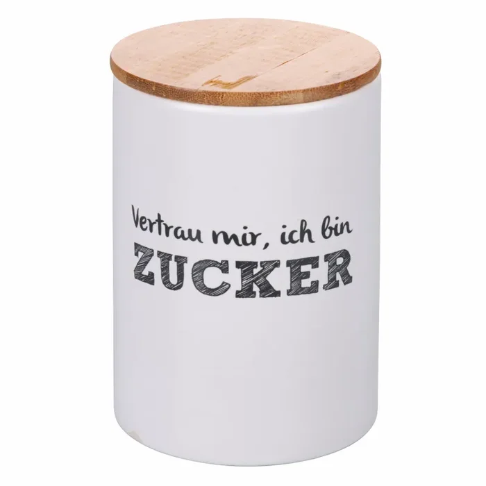 Barattolo Zucchero con Scritta Ø10×15 cm in Dolomite con Coperchio in Bambù VdE Tivoli 1996