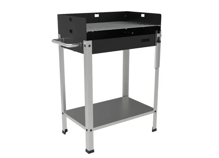 Barbecue a Carbone 56,7x36x83 cm Griglia Altezza Regolabile in Acciaio Eco Nero e Grigio