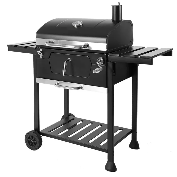Barbecue a Carbone Carbonella 115x107x66 cm con Ripiani Laterali Friend Nero In saldo