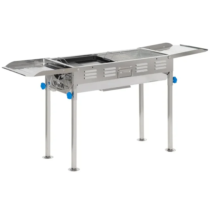 Barbecue a Carbone Carbonella 120x31x60-70 cm in Acciaio Inox Argento Saldi