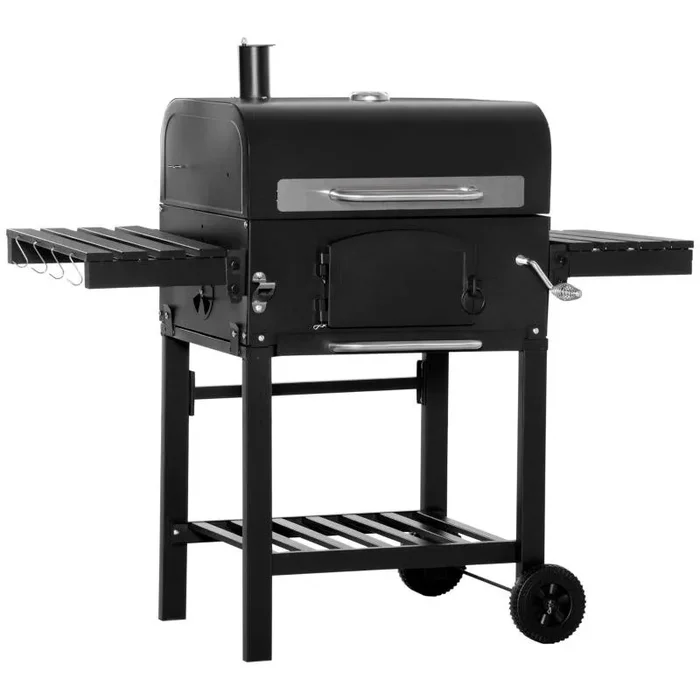 Barbecue a Carbone Carbonella 124x66x112 cm in Metallo e Ghisa smaltata Nero
