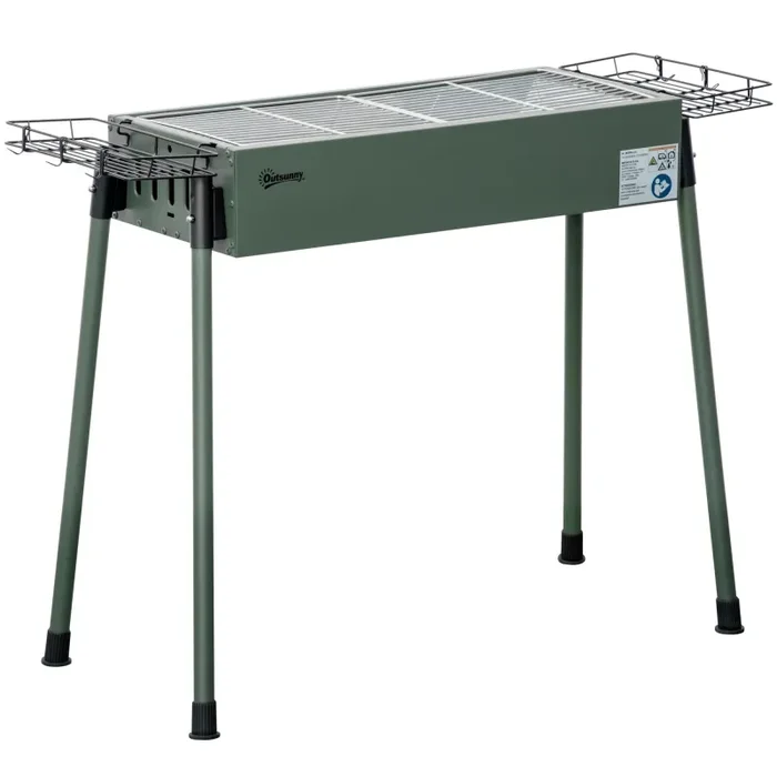 Barbecue a Carbone Carbonella 77x30x70 cm in Acciaio Verde Scuro