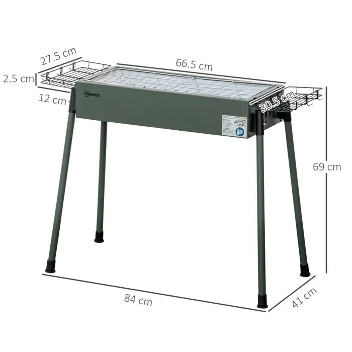 Barbecue a Carbone Carbonella 77x30x70 cm in Acciaio Verde Scuro - immagine 3