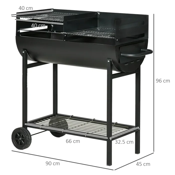 Barbecue a Carbone Carbonella in Acciaio 90x45x96 cm Rush Nero - immagine 3