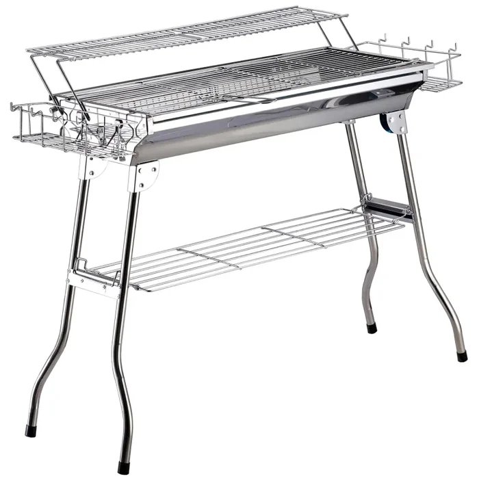 Barbecue a Carbone Carbonella Portatile in Acciaio 100x43x68 cm Rack