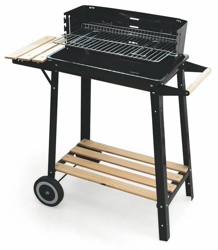 Barbecue a Carbone Carbonella Rettangolare con Ruote Soriani Sun-day Nero Vendita calda