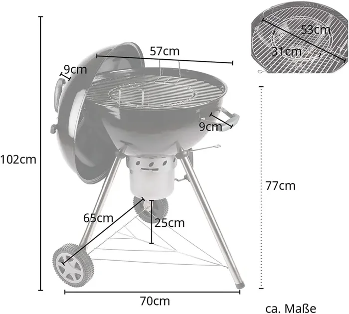 Barbecue a Carbonella Kansas Ø57 cm Nero - immagine 3