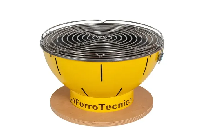 Barbecue a Carbonella Ø41×25 cm Smile in Acciaio Giallo