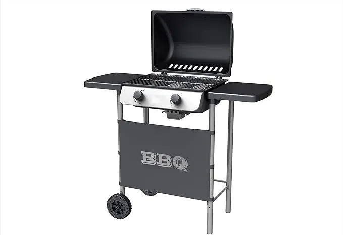 Barbecue a Gas 2 Fuochi George Fuoco Principale da 2,8 kW Accensione Piezoelettrica in Acciaio Smaltato Nero - immagine 2