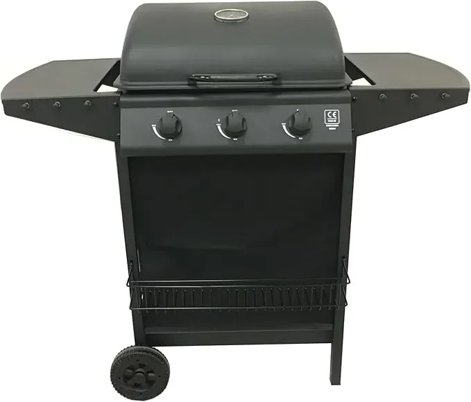 Barbecue a Gas 3 Fuochi Thomas Fuoco Principale da 2,9 kW Accensione Piezoelettrica in Acciaio Smaltato Nero - immagine 2