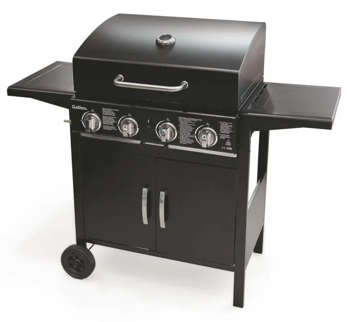 Barbecue a Gas 4 Bruciatori con Ripiani Lateriali Soriani Gastone Nero - immagine 2