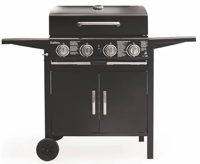 Barbecue a Gas 4 Bruciatori con Ripiani Lateriali Soriani Gastone Nero - immagine 3