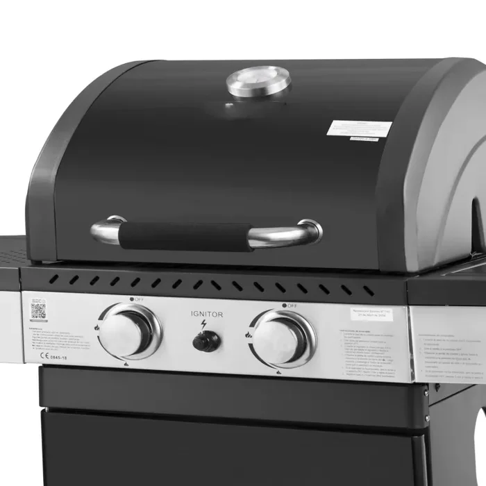 Barbecue a Gas GPL 3 Bruciatori 122x57x112cm Dallas Nero - immagine 3