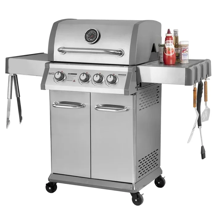 Barbecue a Gas GPL 4 Bruciatori 133x57x114 cm Master Grigio