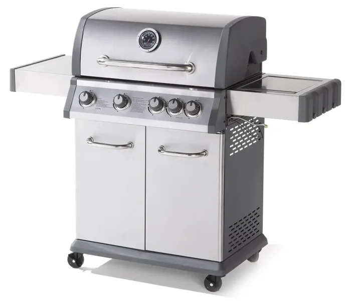 Barbecue a Gas GPL 4 Fuochi 133x57x112 cm in Acciaio Silver
