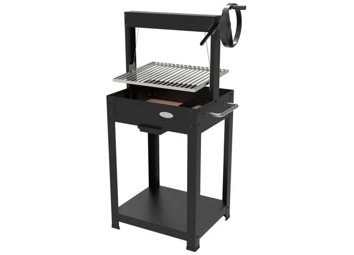 Barbecue a Legna e Carbone 55x46x121 cm BBQ Argentino in Acciaio Duramax Nero - immagine 2