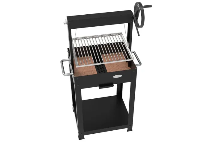 Barbecue a Legna e Carbone 55x46x121 cm BBQ Argentino in Acciaio Duramax Nero - immagine 3