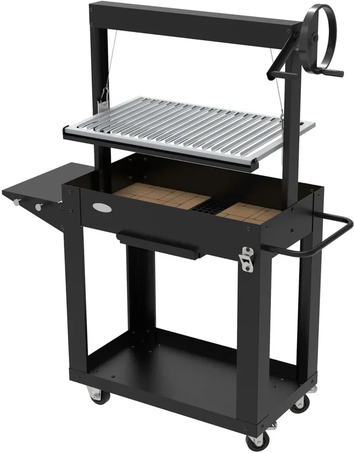 Barbecue a Legna e Carbone 80×46,5×21 cm BBQ Argentino in Acciaio Santa Maria Nero